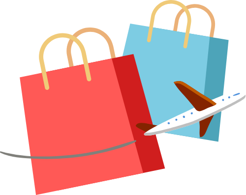 shopping bags and flight image